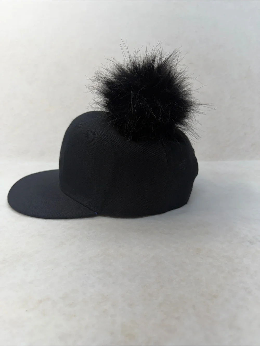 chic Pom Pom Black Baseball Cap